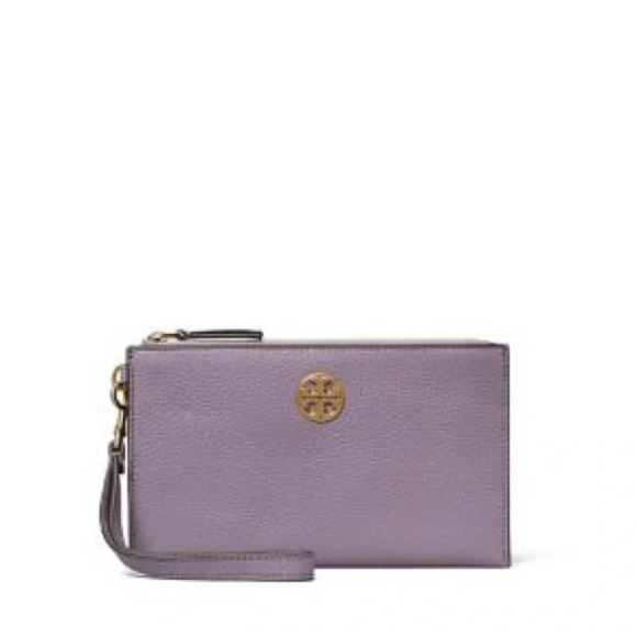 Tory Burch Chelsea Wristlet Bag Allium Gold Purple - Picture 10 of 10
